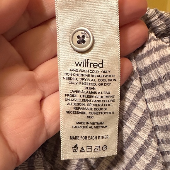 Wilfred Cropped Check Button Front Short Sleeve Shirt Top XS Gray Plaid NWT - Picture 13 of 14